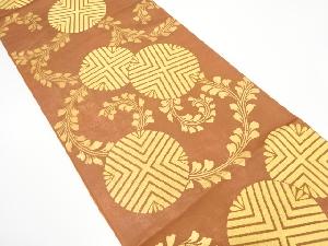 変わり若松に草葉模様織り出し　袋帯